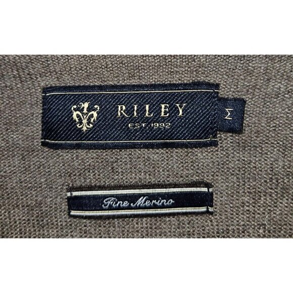 Riley Knit Sweater Merino Wool Womens Size Medium 8 10 Heather Brown V Neck Soft - Picture 3 of 7